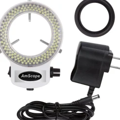 144 LED Intensity-adjustable Ring Light for Stereo Microscopes with White Housing