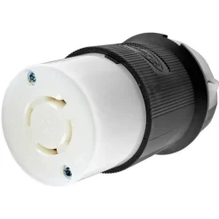 Locking Inlet: Connector, Industrial, L16-20R, 480V, Black & White