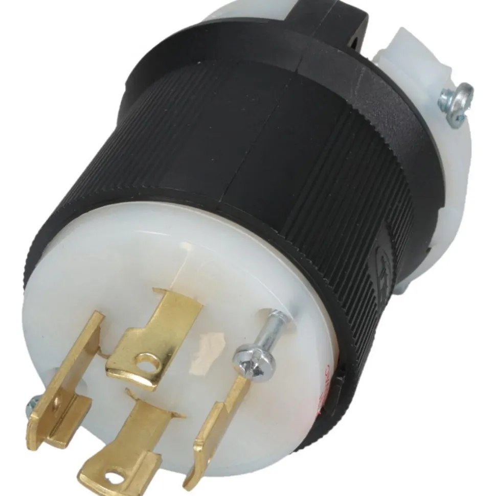 Locking Inlet: Plug, Industrial, L16-30P, 480V, Black & White