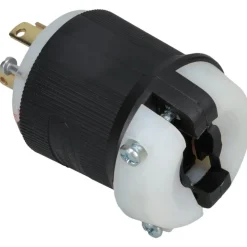Locking Inlet: Plug, Industrial, L16-30P, 480V, Black & White