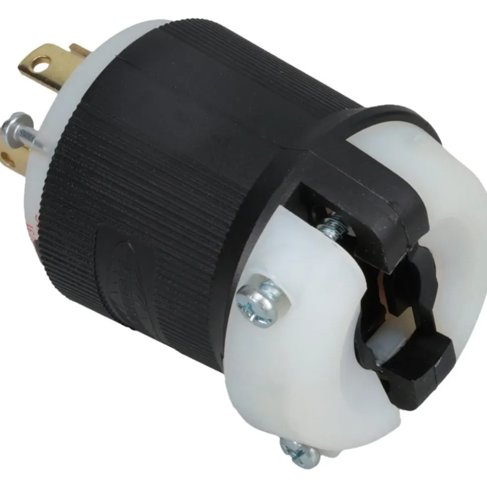 Locking Inlet: Plug, Industrial, L16-30P, 480V, Black & White