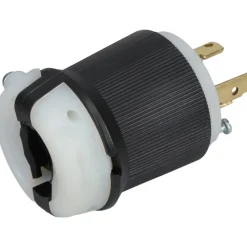 Locking Inlet: Plug, Industrial, L16-30P, 480V, Black & White