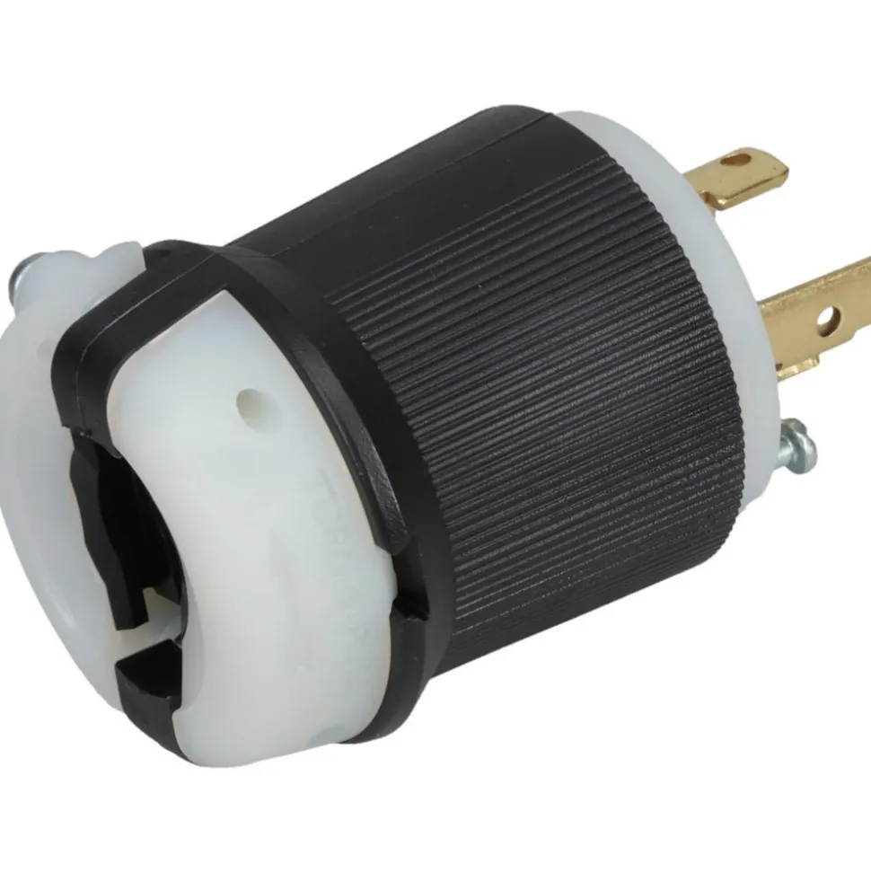 Locking Inlet: Plug, Industrial, L16-30P, 480V, Black & White