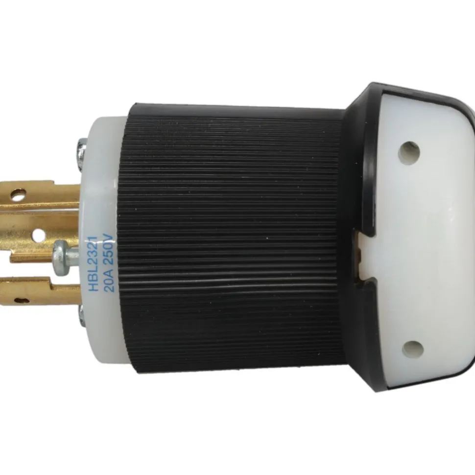 Locking Inlet: Plug, Industrial, L6-20P, 250V, Black & White
