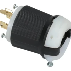 Locking Inlet: Plug, Industrial, L16-20P, 480V, Black & White