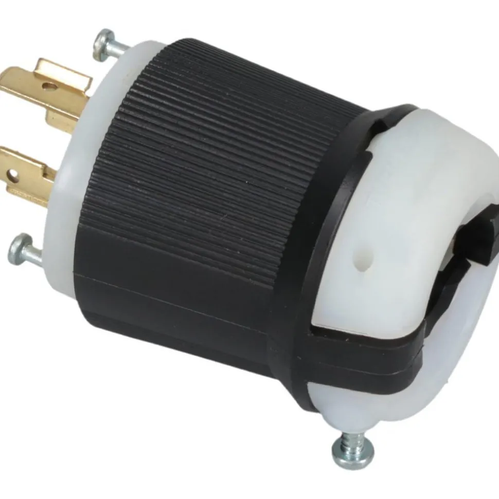 Locking Inlet: Plug, Industrial, L16-20P, 480V, Black & White