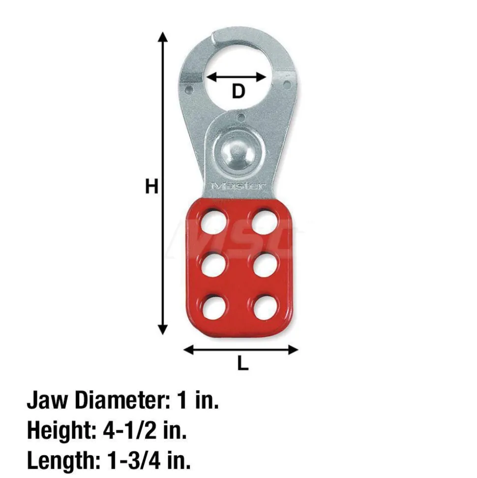 Lockout Hasp: Scissor-Action Hasp, Single Jaw, 6 Padlocks