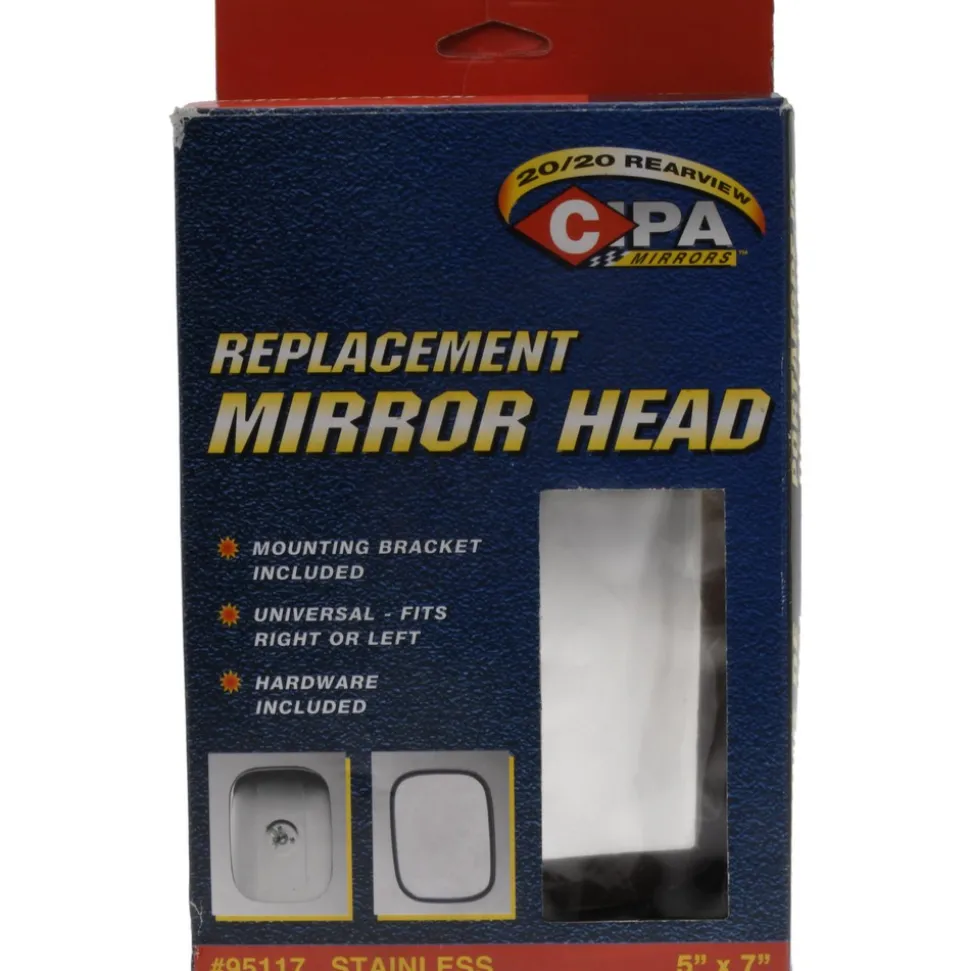 7" Long to 5" Wide Automotive Universal OEM Replacement Mirror Head with L Bracket