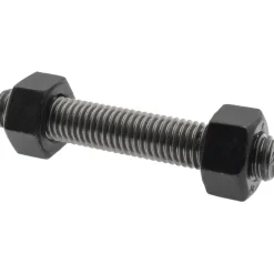 5/8-11, 4" Long, Uncoated, Steel, Fully Threaded Stud with Nut