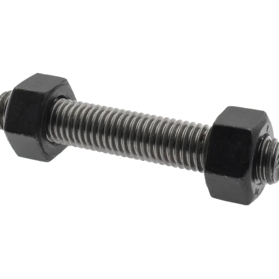5/8-11, 4" Long, Uncoated, Steel, Fully Threaded Stud with Nut