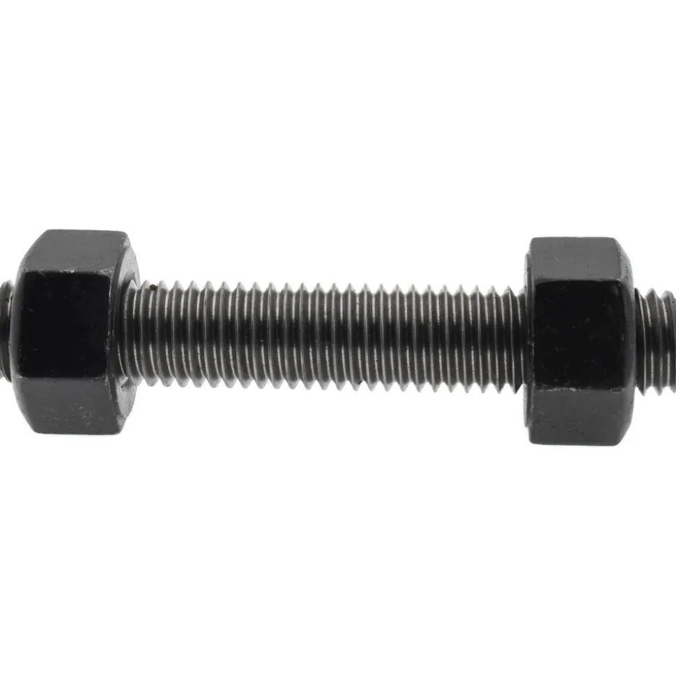 5/8-11, 4" Long, Uncoated, Steel, Fully Threaded Stud with Nut