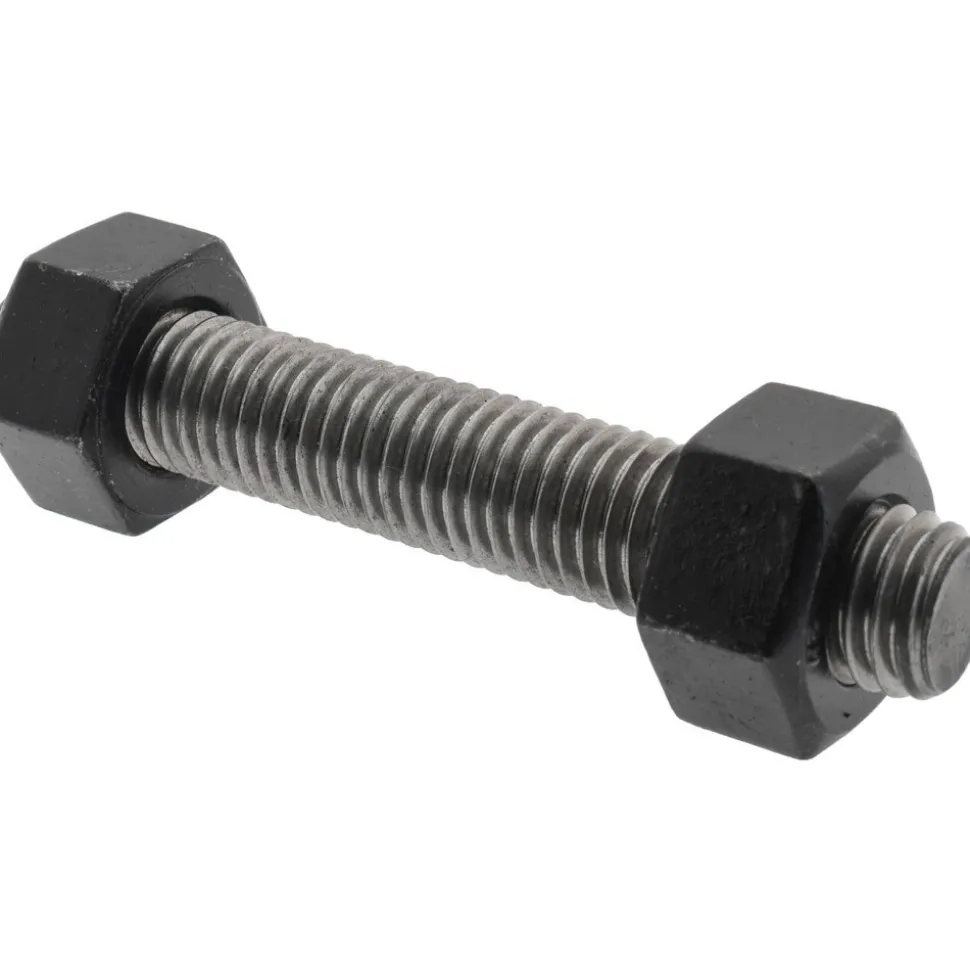 5/8-11, 4" Long, Uncoated, Steel, Fully Threaded Stud with Nut