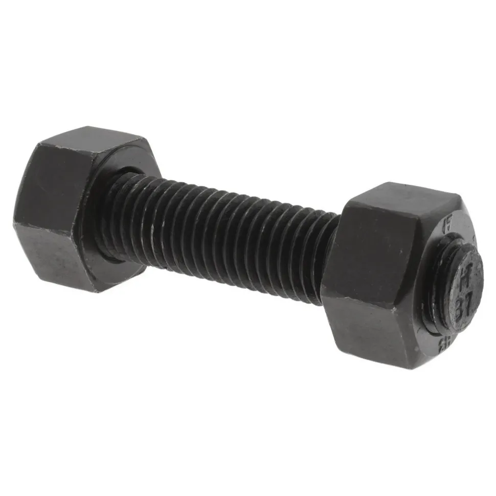 3/4-10, 4" Long, Uncoated, Steel, Fully Threaded Stud with Nut