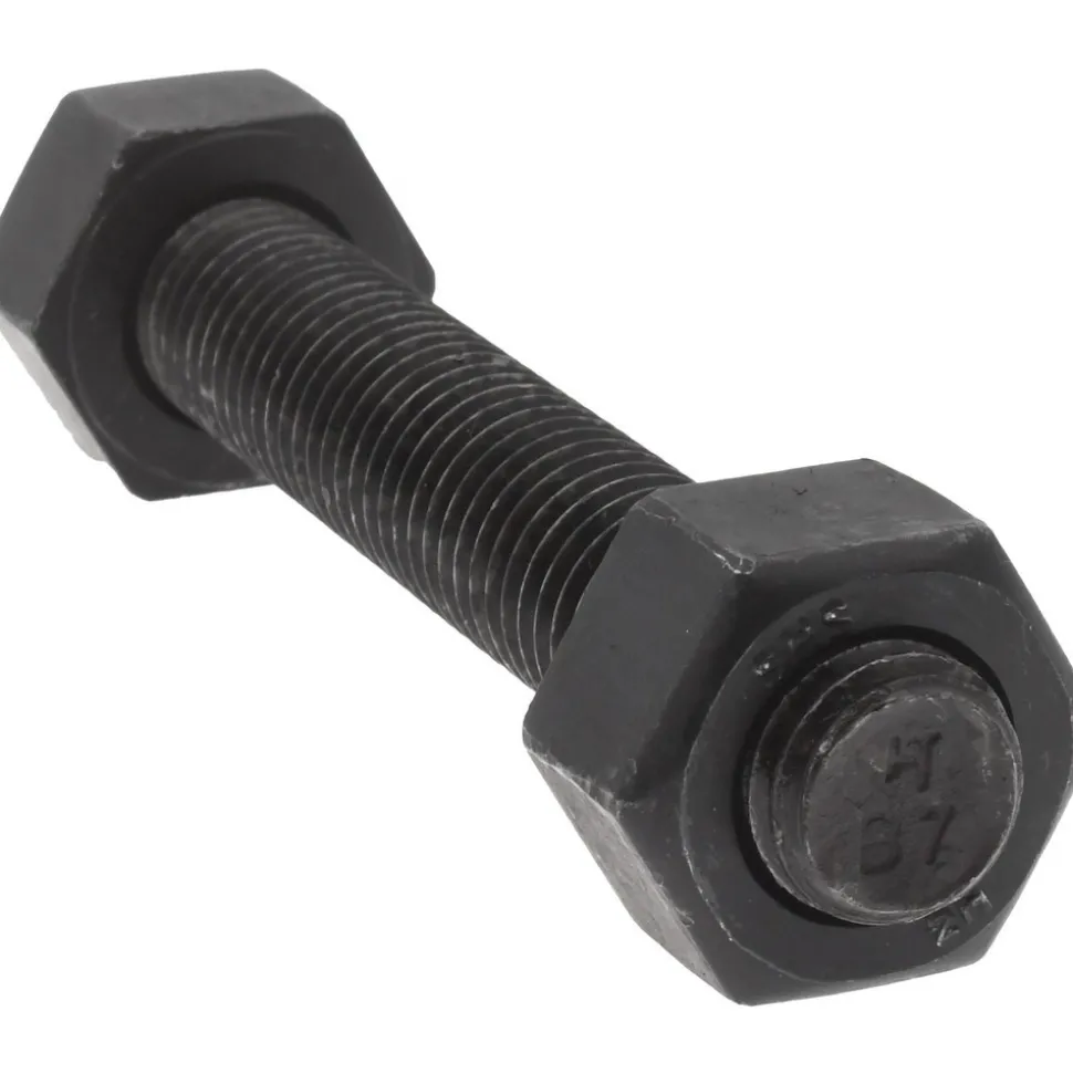 5/8-11, 4-1/2" Long, Uncoated, Steel, Fully Threaded Stud with Nut