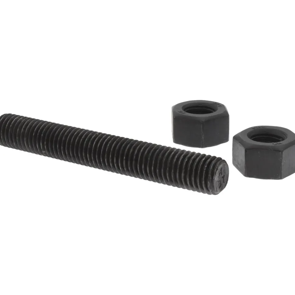5/8-11, 4-1/2" Long, Uncoated, Steel, Fully Threaded Stud with Nut