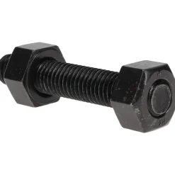 1/2-13, 3" Long, Uncoated, Steel, Fully Threaded Stud with Nut