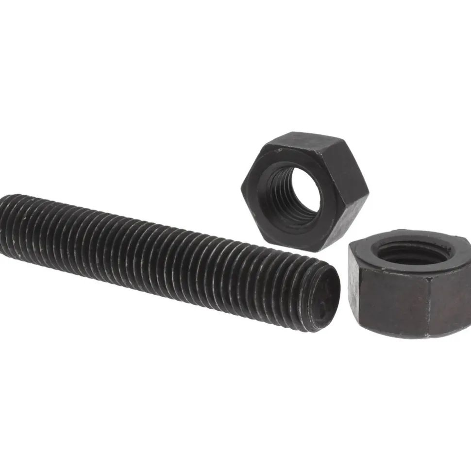 3/4-10, 4-1/4" Long, Uncoated, Steel, Fully Threaded Stud with Nut