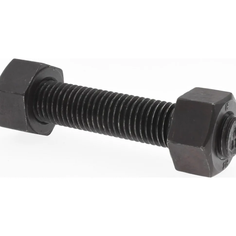 3/4-10, 4-1/4" Long, Uncoated, Steel, Fully Threaded Stud with Nut