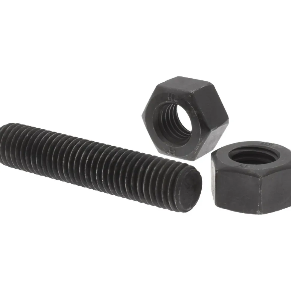 5/8-11, 3" Long, Uncoated, Steel, Fully Threaded Stud with Nut
