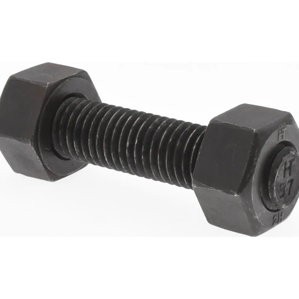 5/8-11, 3" Long, Uncoated, Steel, Fully Threaded Stud with Nut