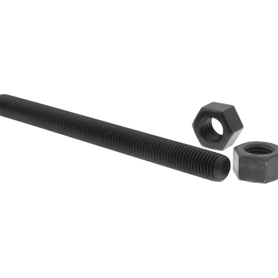 3/4-10, 9" Long, Uncoated, Steel, Fully Threaded Stud with Nut