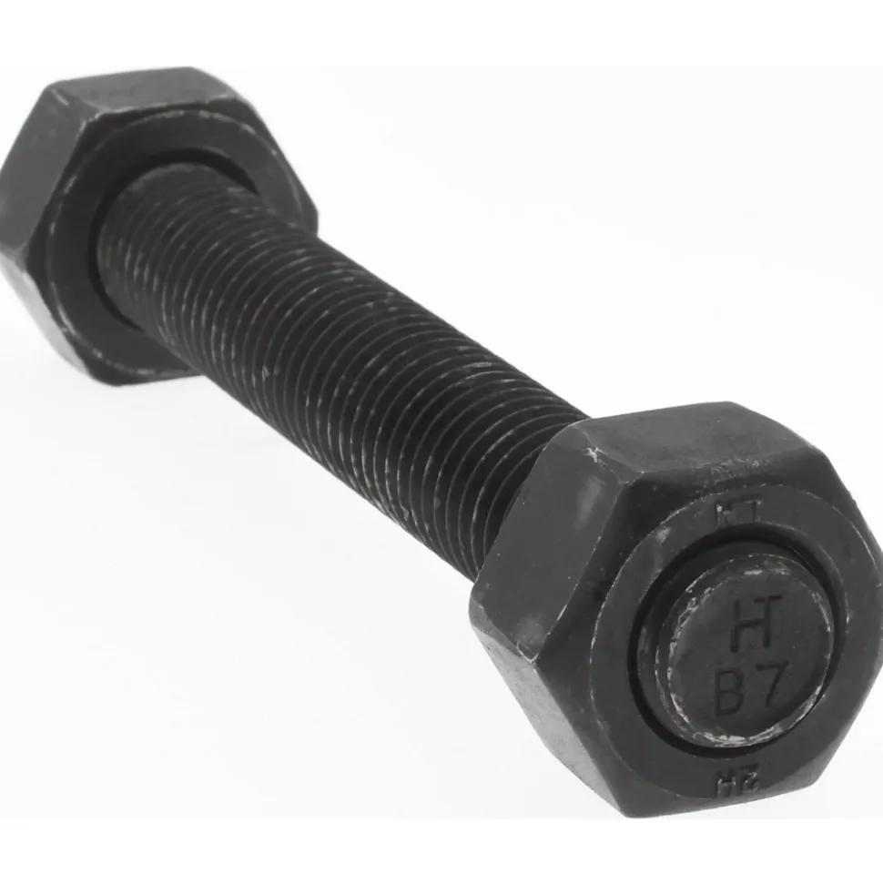 5/8-11, 5" Long, Uncoated, Steel, Fully Threaded Stud with Nut