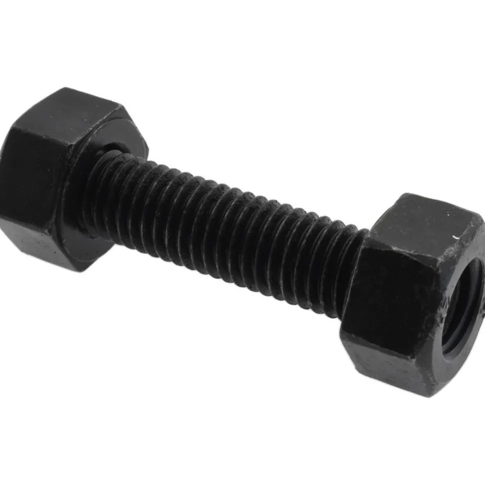 1/2-13, 2-1/2" Long, Uncoated, Steel, Fully Threaded Stud with Nut