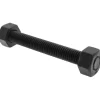 1/2-13, 4-1/4" Long, Uncoated, Steel, Fully Threaded Stud with Nut