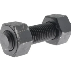 7/8-9, 4" Long, Uncoated, Steel, Fully Threaded Stud with Nut