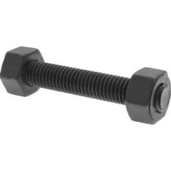 1/2-13, 3-1/4" Long, Uncoated, Steel, Fully Threaded Stud with Nut