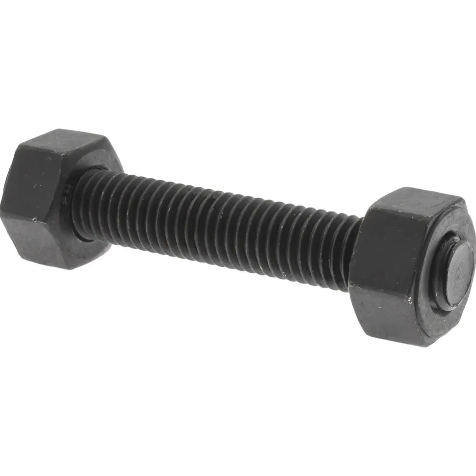 1/2-13, 3-1/4" Long, Uncoated, Steel, Fully Threaded Stud with Nut