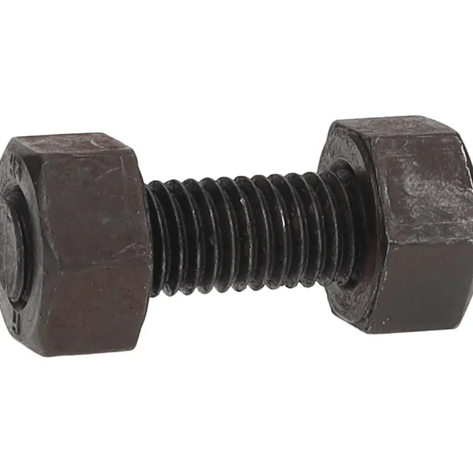 1/2-13, 2" Long, Uncoated, Steel, Fully Threaded Stud with Nut