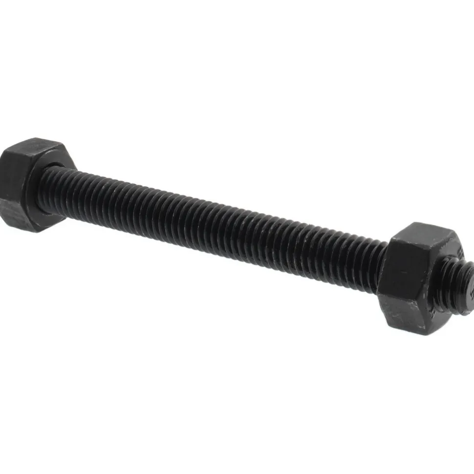 5/8-11, 5-1/2" Long, Uncoated, Steel, Fully Threaded Stud with Nut