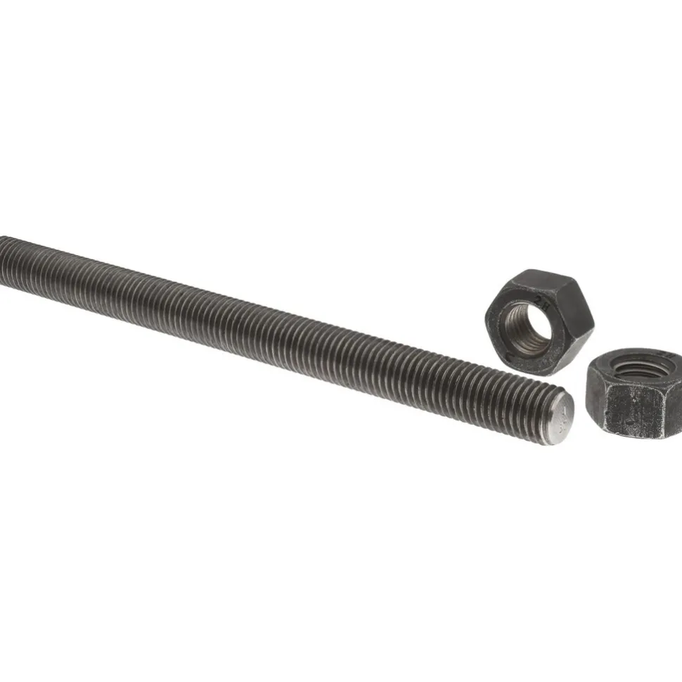 3/4-10, 9-1/2" Long, Uncoated, Steel, Fully Threaded Stud with Nut