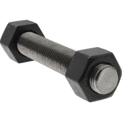 7/8-9, 5-3/4" Long, Uncoated, Steel, Fully Threaded Stud with Nut