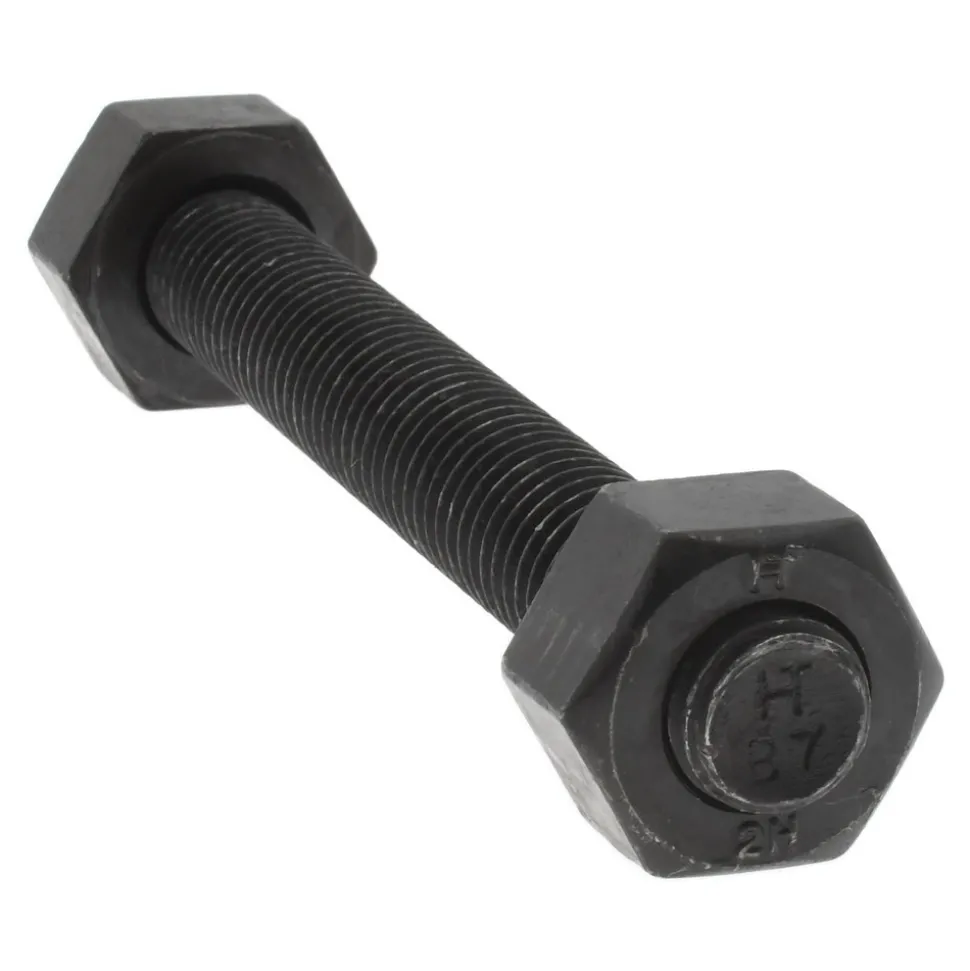 1/2-13, 4-1/2" Long, Uncoated, Steel, Fully Threaded Stud with Nut
