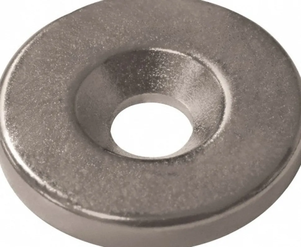 3/4" Long x 3/4" Dia x 1/8" High, 1 Mounting Hole, 12 Poles, Ring Neodymium Rare Earth Holding Magnet