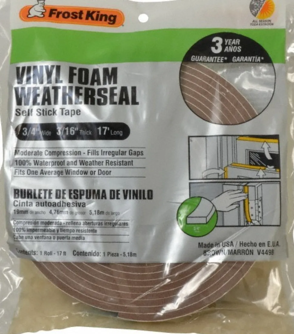 17' Long x 3/4" Wide, Closed Cell PVC Foam Tape Weatherstripping