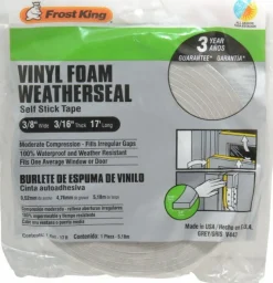 17' Long x 3/8" Wide, Closed Cell PVC Foam Tape Weatherstripping
