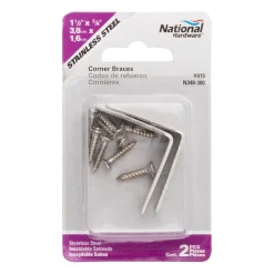 1-1/2" Long x 5/8" Wide, Stainless Steel, Corner Brace