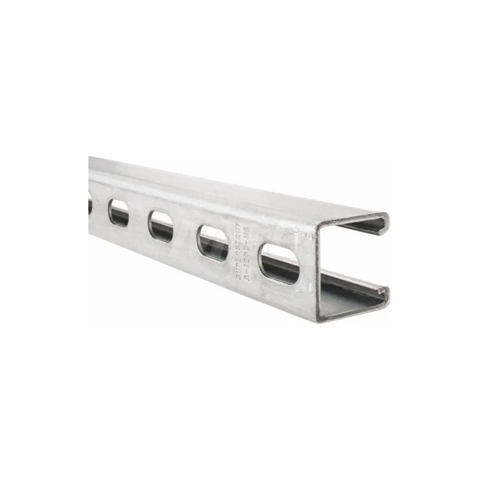 10' Long x 1-5/8" Wide x 1-5/8" High, 12 Gauge, Strip Steel, Half Slot Framing Channel & Strut