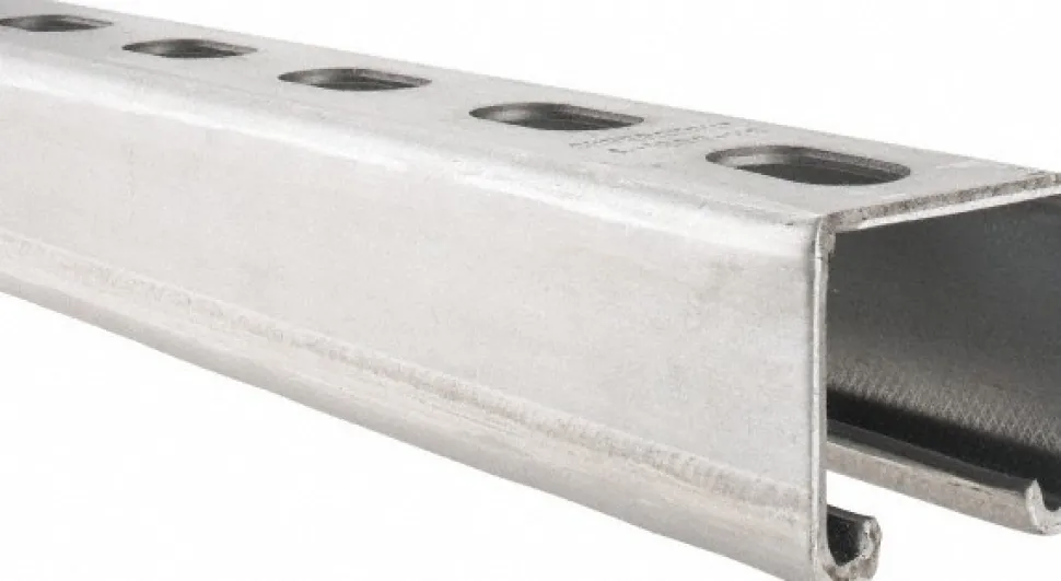10' Long x 1-5/8" Wide x 1-5/8" High, 12 Gauge, Strip Steel, Half Slot Framing Channel & Strut