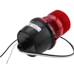 Low Profile Mini Strobe Light: Red, Pipe Mount, 120VAC