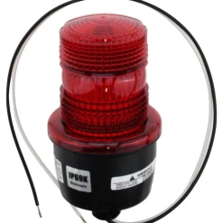 Low Profile Mini Strobe Light: Red, Pipe Mount, 120VAC