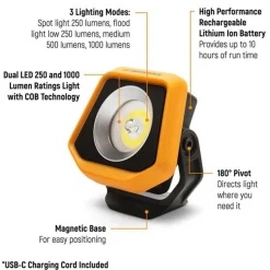1000 Lumens Rechargeable Shop Light