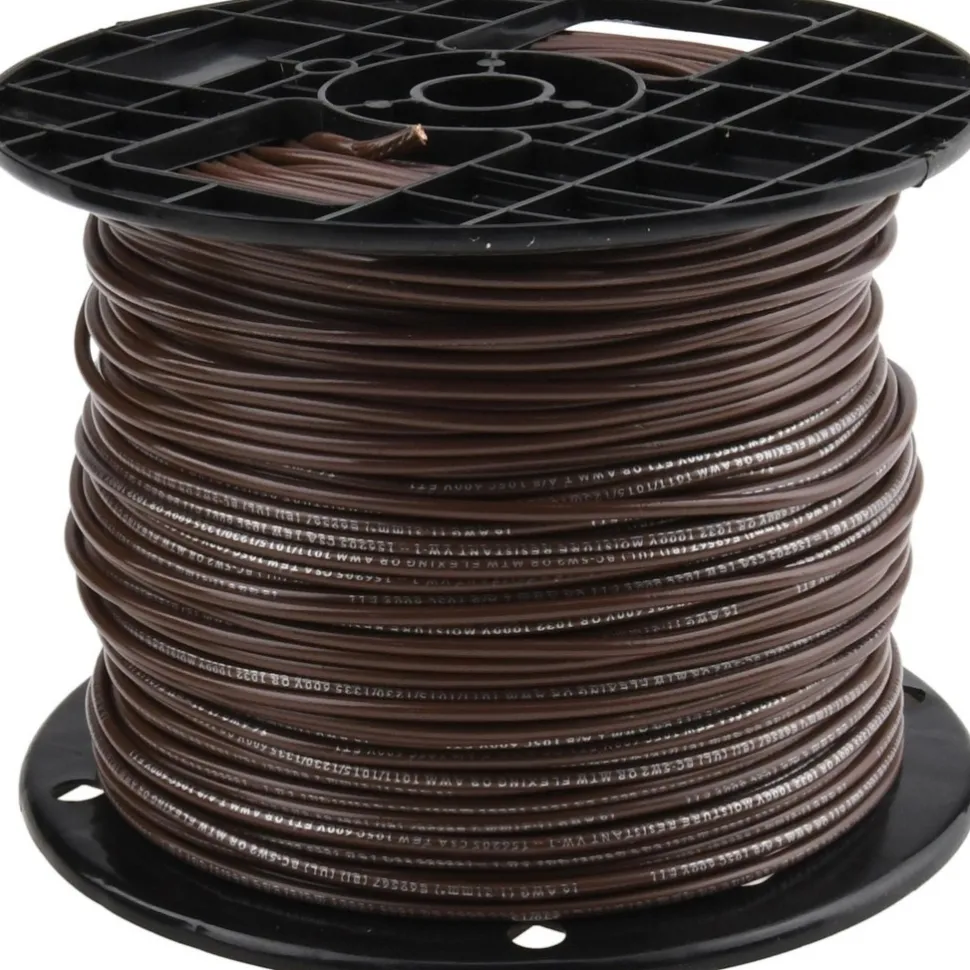 Machine Tool Wire: 16 AWG, Brown, 500' Long, Polyvinylchloride, 0.12" OD