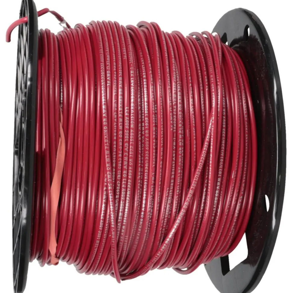 Machine Tool Wire: 16 AWG, Red, 500' Long, Polyvinylchloride, 0.12" OD