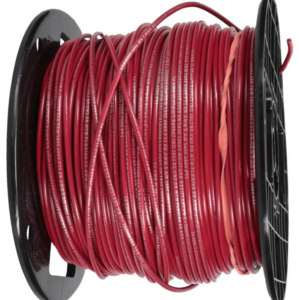Machine Tool Wire: 16 AWG, Red, 500' Long, Polyvinylchloride, 0.12" OD