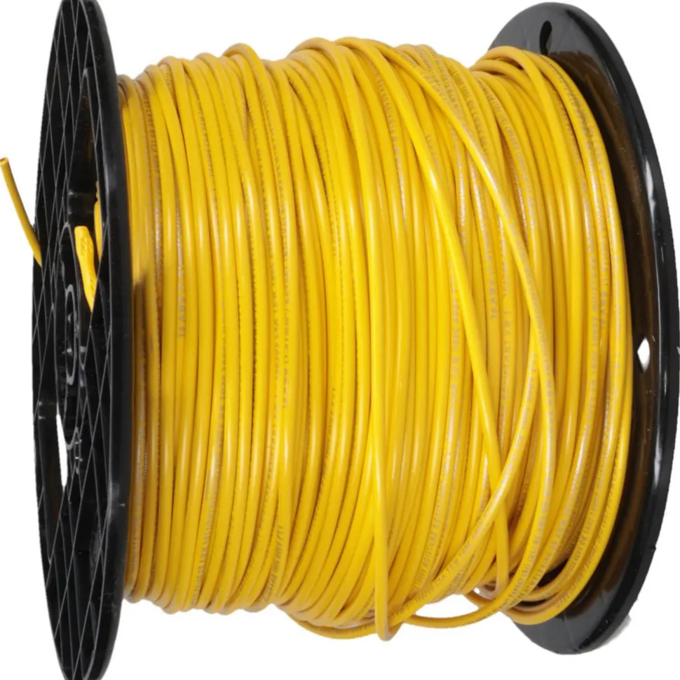 Machine Tool Wire: 16 AWG, Yellow, 500' Long, Polyvinylchloride, 0.12" OD