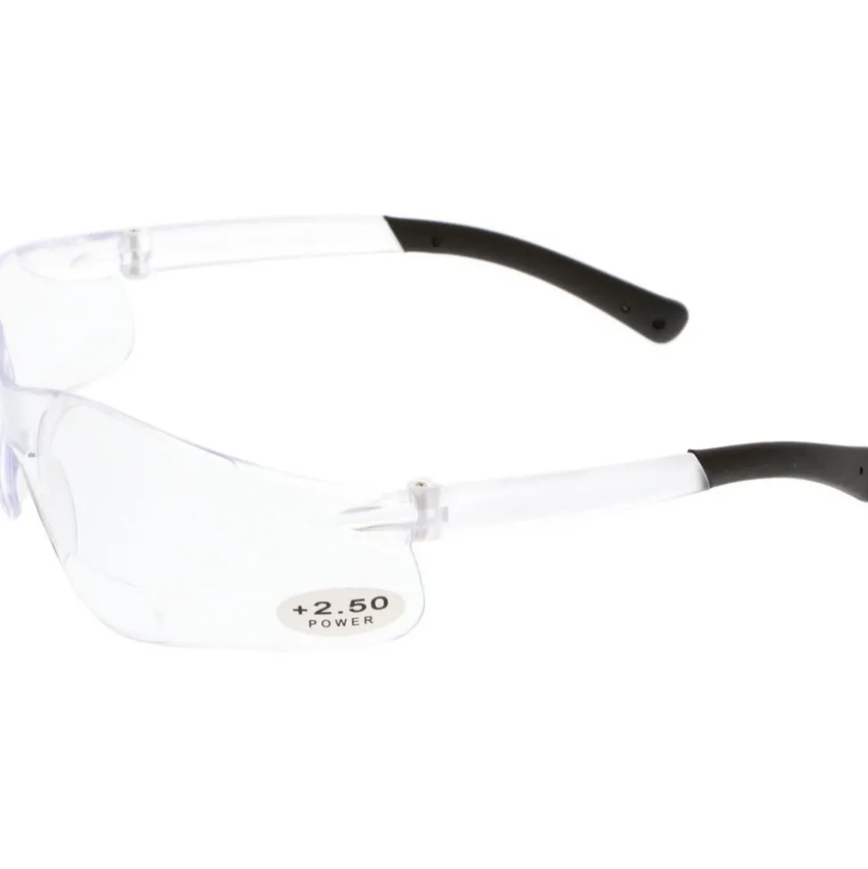 Magnifying Safety Glasses: 2.50, Clear Lenses, Scratch-Resistant, ANSI Z87.1+